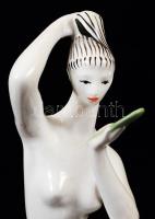 Zsolnay tükrös akt, kézzel festett, hibátlan, jelzett, m:22 cm