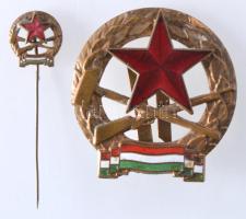 ~1965. Munkásőr zománcozott fém jelvény + Munkásőr zománcozott fém kitűző T:2