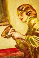 Márk Lajos (1867-1940): Az örökség. Olaj, vászon, jelzett, antik keretben, 80×60 cm