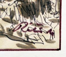 Réti Mátyás (1922-2002): Téli erdő. Vegyes technika, papír, jelzett, 20×25 cm