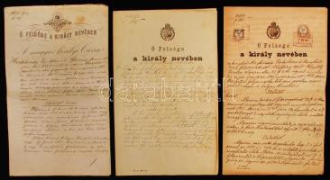 cca 1865-1880 3 db Curiai ítélet, ítélőtáblai bírák aláírásaival