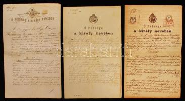 cca 1865-1880 3 db Curiai ítélet, ítélőtáblai bírák aláírásaival