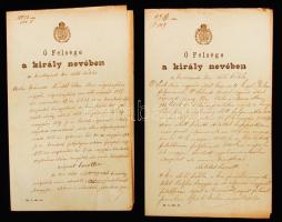 cca 1865-1880 2 db Curiai ítélet, ítélőtáblai bírák aláírásaival