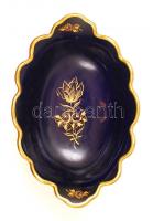 Unterweissbach Echt Kobalt kézzel festett porcelán asztali kínáló és hamutartó tál, hibátlan, jelzet...