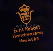 Unterweissbach Echt Kobalt kézzel festett porcelán asztali kínáló és hamutartó tál, hibátlan, jelzet...