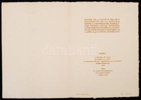 1937 A Magyar Iparművészeti Társaság címerekkel díszített vacsorameghívója a finn, lett, észt, litvá...