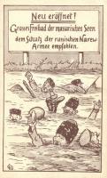 Der russischen Narew-Armme an den massurischen Seen; Kunstanstalt Martin Baumann No. 19. / WWI German navy propaganda, humour