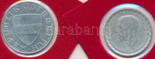 Vegyes: Svédország 1946. 1K Ag "V. Gusztáv" + Ausztria 1958. 10Sch Ag T:2,2-
Mixed: Sweden...