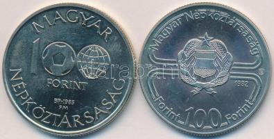 1982. 100Ft "Labdarúgó Világbajnokság" + 1985. 100Ft "Mexikói Labdarúgó VB" T:BU (felületi karc)