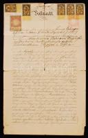 cca 1890 Okmány osztrák-bolgár vegyes okmánybélyegzéssel / Document stamps Austrian Bulgarian mixed franking