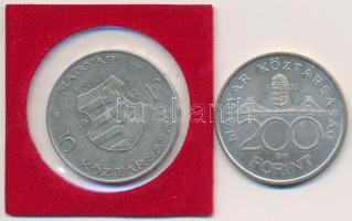 1947. 5Ft Ag "Kossuth" + 1993. 200Ft Ag "MNB" T:2,2- Adamo F8.1,F13