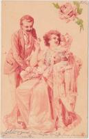 6 db RÉGI külföldi városképes és motívumlap; szerb, művész / 6 old foreign town-view and motive cards; Serbian, art