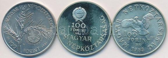 1981. 100Ft "FAO" + 1983. 100Ft "Széchenyi István" + 1983. 100Ft "Simon Bolivár" T:BU,PP