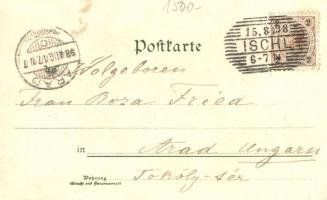 1898 Gruss aus den Bergen / alpinist man, folklore litho (EK)