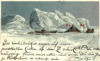 1899 Nördlichstes Lager; Meissner & Buch, Aus Nansen in Nacht und Eis / Nansen and Johansen's expedition to the North Pole, litho s: A. Goldfield