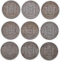 1930. 5P Ag "Horthy-jobbra" (9x) T:3
Adamo P8