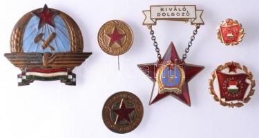 6db vegyes zománcozott szocialista jelvény és kitűző, közte "Kiváló Dolgozó", "Díszszemle 1949.", "Szocialista Brigád" T:vegyes