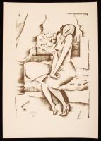 Molnár C. Pál (1894-1981): Ébredés, kis szériás ofszet-karton, 29,5x21 cm