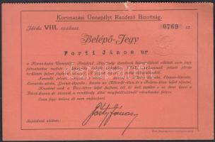 1916 Névre szóló belépőjegy a koronázási ünnepségekre / 1916 Ticket for the coronation celebrations