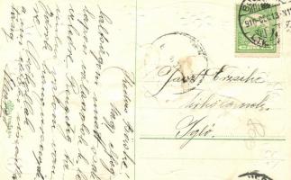 Clovers, floral Emb. litho greeting card, Erika Nr. 3164