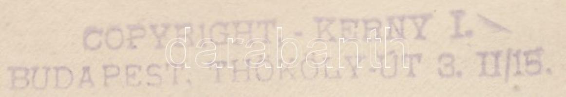 cca 1920 Kerny István (1879-1963): Juhász cifraszűrben, pecséttel jelzett vintage néprajzi fotó, 24x...