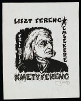 Bánsági András: Liszt Ferenc emlékére, ex libris Kmety Ferenc, jelzett, 12,5×10 cm