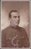 cca 1930 Szigeti H. (Szolnok): Katonatiszt műtermi portréja, fotólap, 13x8 cm