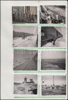 1942-1943 Egy privát vizuális napló két lapja 16 db katonai fotóval, képleírásokkal, 5x6 cm és 5x8 cm közötti méretekben / 1942-1943 Military photos from the world war II