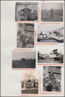 1942-1943 Egy privát vizuális napló két lapja 16 db katonai fotóval, képleírásokkal, 5x6 cm és 5x8 c...