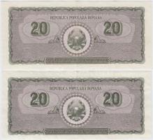 Románia 1950. 20L (2x) T:III
Romania 1950. 20 Lei (2x) C:F
Krause 84