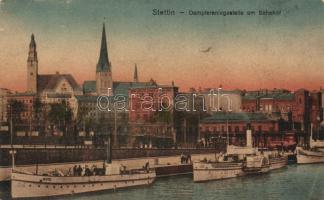 Szczecin, Stettin; Dampferanlegestelle am Bahnhof /  steamer pier, railway station (Rb)