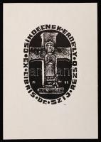 FA jelzéssel: Csíkdelnek, Erdély. Ex libris Dr. Szij Rezső, fametszet, papír, 14,5×10 cm