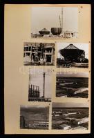 1958-1963 A Tiszai Vegyi Kombinát (Szolnok) építéséről készült privát vizuális napló, 67 db fotóval, képleírásokkal, A4-es rajzlapokra felragasztva, 5x8 cm és 8x11 cm közötti méretekben