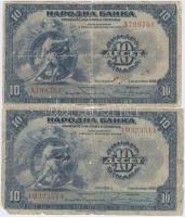 Jugoszlávia/Szerb-Horvát-Szlovén Királyság 1920.10D (2x) T:III-
Yugoslavia/Kingdom of the Serbs, Cro...