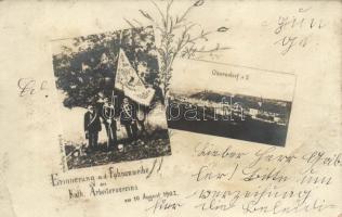 1902 Oberndorf a. S., Erinnerung an den Fahnenweihe des Kath. Arbeitervereins / Remembrance of the consecration of the flag of the Catholic Workers' Association (Rb)