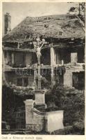 Csak a Krisztus maradt épen 'Az Érdekes Újság' / WWI Hungarian military card, Crucified Jesus statue (Rb)