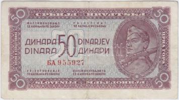 Jugoszlávia 1944. 50D T:III
Yugoslavia 1944. 50 Dinara C:F
Krause 52