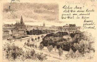 1899 Vienna, Wien; Franzen Ring, etching style