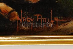 Nagy Attila: Pihenőben. Olaj, fa, jelzett, keretben, 40×50 cm