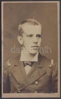 cca 1875 Habsburg-Lotaringiai Rudolf (1858-1889) koronaherceg ifjú korában, Krizwanek bécsi műtermében készült vizitkártya (keményhátú) portré, 11x6,5 cm / cca 1875 Crown Prince Rudolf of Austria (1858-1889), 11x6,5 cm