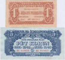 Csehszlovákia 1944. 1K + 5K T:II-,III Czechoslovakia 1944. 1 Koruna + 5 Korun C:VF,F Krause 45,46