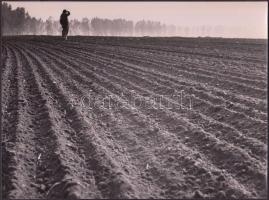 1982 Kabáczy Szilárd(1930-2004): Márciusi határszemle, pecséttel jelzett vintage fotóművészeti alkotás, 18x24 cm