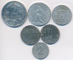 Ausztria 1946. 50Gr + 1Sch + 1947. 2Sch + 1948-1949. 10 Groschen (2x) + 1952. 2Gr T:2,2- Austria 1946. 50 Groschen + 1 Schilling + 1947. 2 Schilling + 1948-1949. 10 Groschen (2x) + 1952. 2 Groschen C:XF,VF