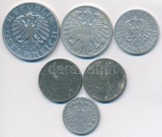 Ausztria 1946. 50Gr + 1Sch + 1947. 2Sch + 1948-1949. 10 Groschen (2x) + 1952. 2Gr T:2,2-
Austria 194...