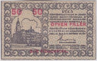Pécs 1919. 50f házipénztár-pénztárjegy T:II