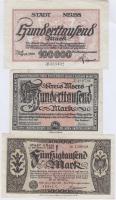 Németország/Weimari Köztársaság/Köln 1923. 50.000M + Neuss 1923. 100.000M + Kreis Moers 1923. 100.000M T:III Germany/Weimar Republic/Köln 1923. 50.000 Marks + Neuss 1923. 100.000 Marks + Kreis Moers 1923. 100.000 Marks C:F