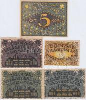 Nagyszőllős 1919. 50f, 1K, 2K, 3K, 5K "Ugocsai Világítási Rt." értékjegy borítékban T:I