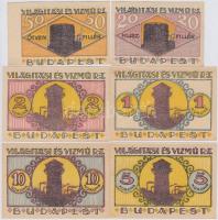 Budapest 1920. 20f + 50f + 1K + 2K + 5K + 10K "Világítási és Vízmű Rt." utalvány borítékban T:I