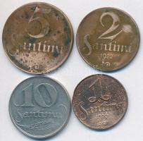 Lettország 1922. 2s + 5s + 10s + 1926. 1s T:2,2-,3 Latvia 1922. 2 Santimi + 5 Santimi + 10 Santimi + 1926. 1 Santims C:XF,VF,F
