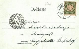 1897 Simbach am Inn, Kaufhaus Mühldorfen; floral, litho